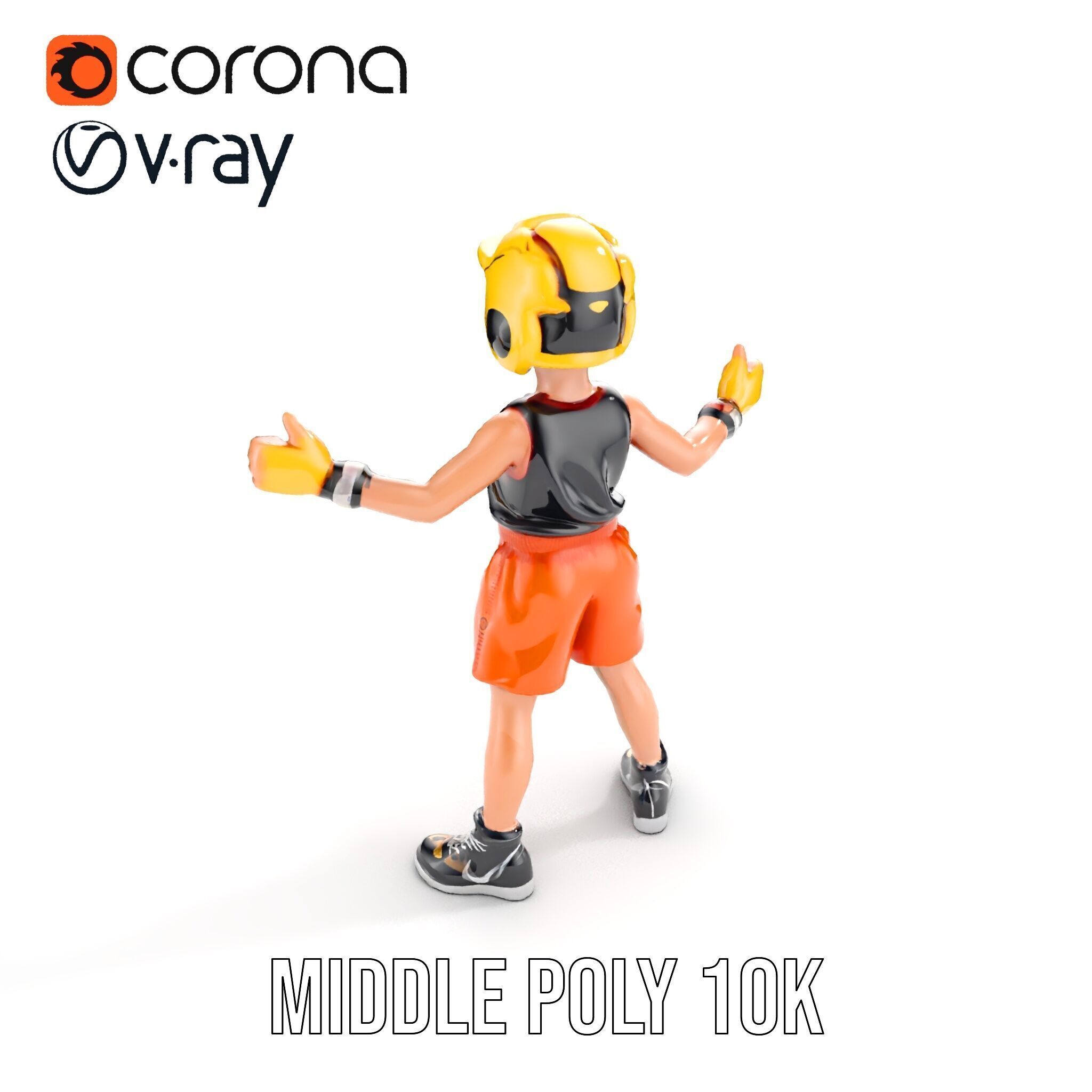 Rigged and Animated Youth Character in Sports Gear with Helmet Low-poly 3D model_18