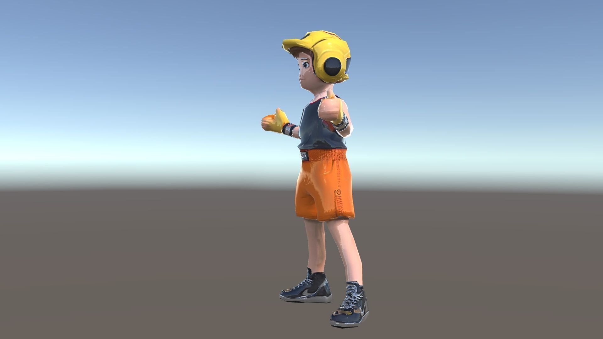 Rigged and Animated Youth Character in Sports Gear with Helmet Low-poly 3D model_35