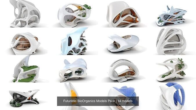 Futuristic BioOrganics Models Pack 3D Model Collection
