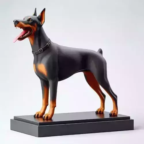 1008 Color  3D Model  Laughing Doberman Pinscher 3D print model