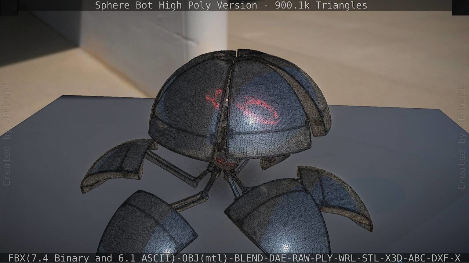 Sphere-Bot High Poly Rigged and Animated 3D model_11