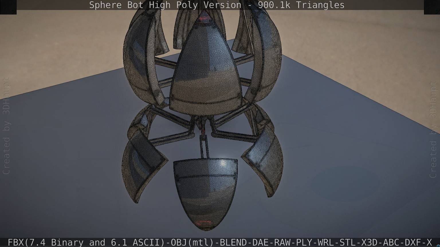 Sphere-Bot High Poly Rigged and Animated 3D model_15