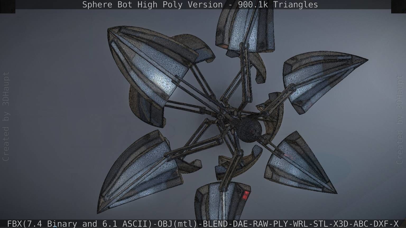 Sphere-Bot High Poly Rigged and Animated 3D model_60