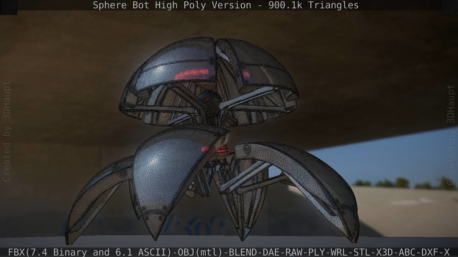 Sphere-Bot High Poly Rigged and Animated 3D model_13