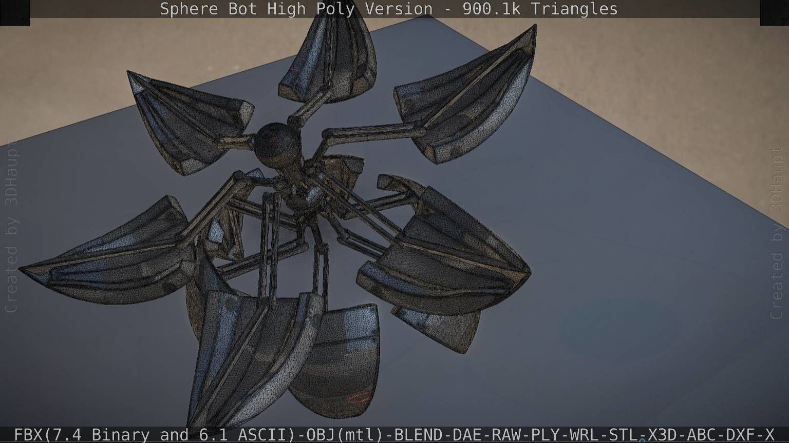 Sphere-Bot High Poly Rigged and Animated 3D model_70