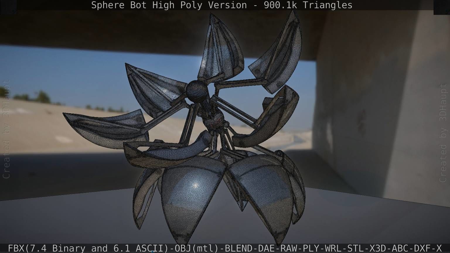 Sphere-Bot High Poly Rigged and Animated 3D model_29