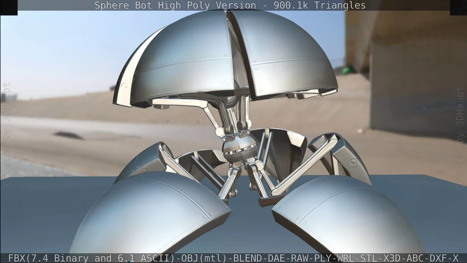 Sphere-Bot High Poly Rigged and Animated 3D model_114