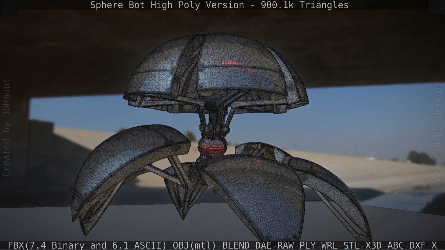 Sphere-Bot High Poly Rigged and Animated 3D model_14