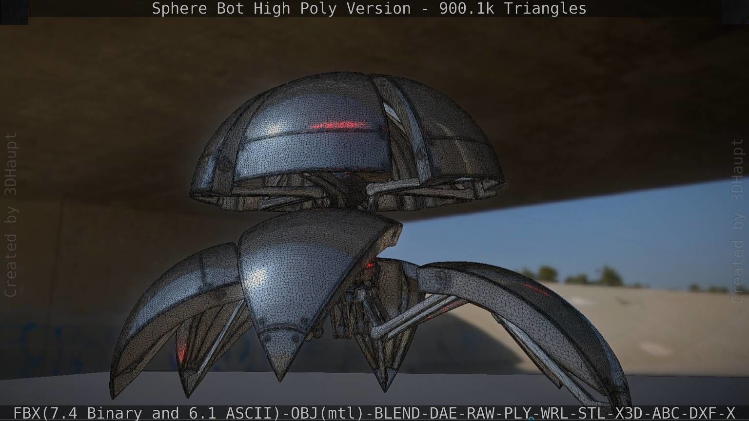 Sphere-Bot High Poly Rigged and Animated 3D model_12