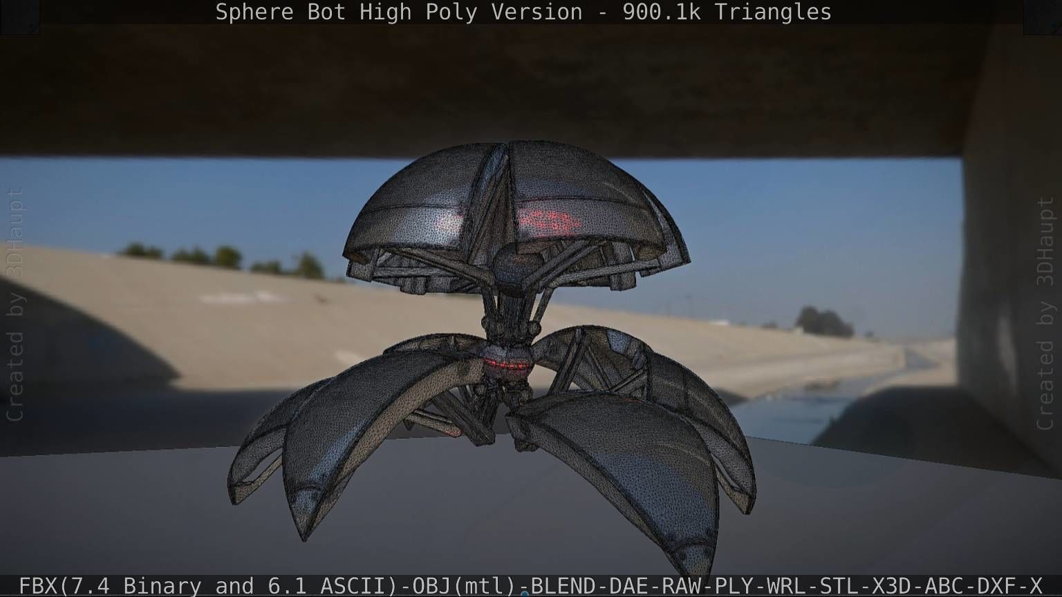 Sphere-Bot High Poly Rigged and Animated 3D model_10