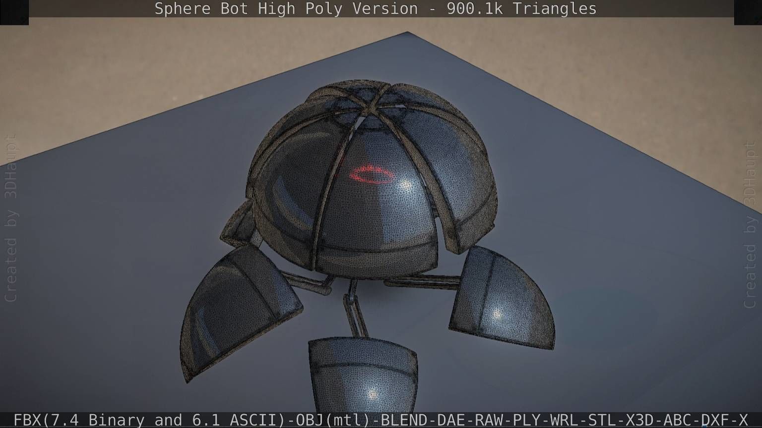 Sphere-Bot High Poly Rigged and Animated 3D model_16