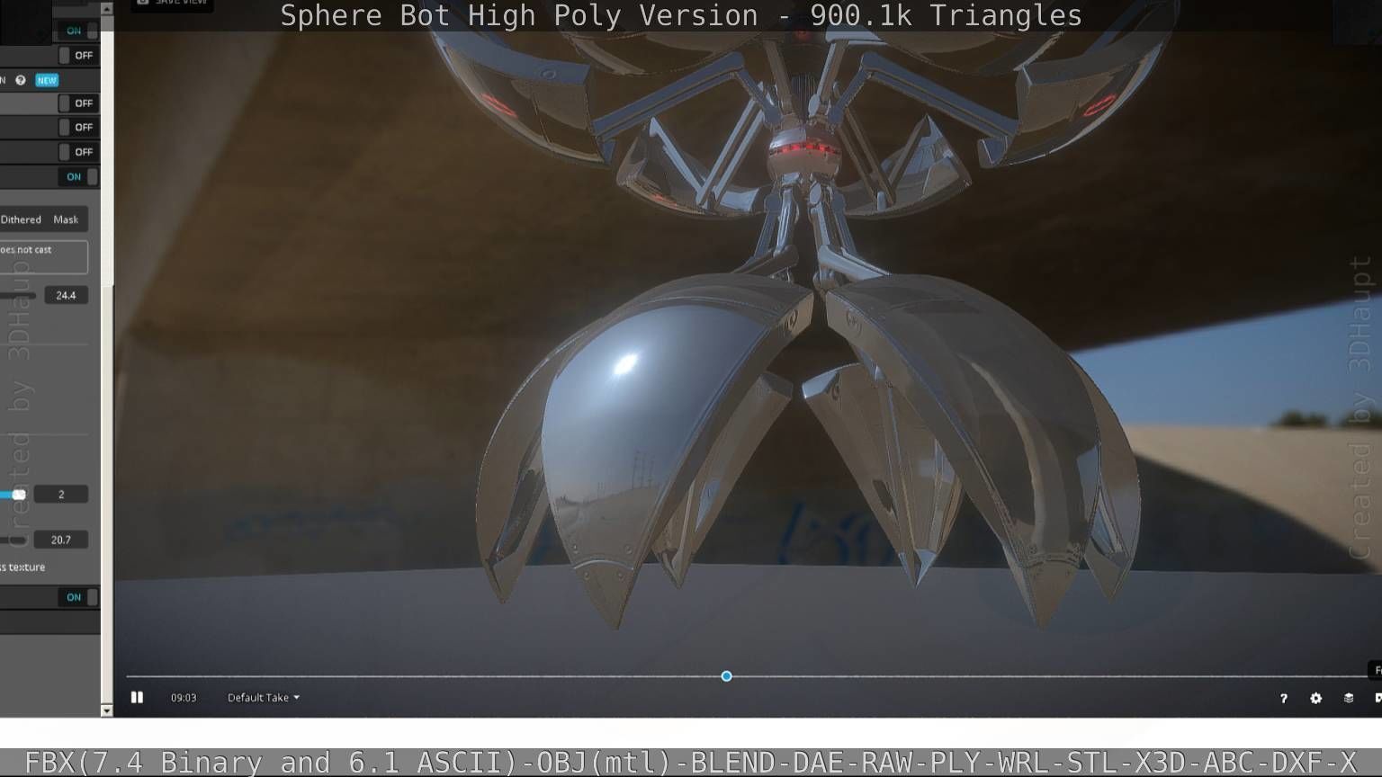 Sphere-Bot High Poly Rigged and Animated 3D model_92