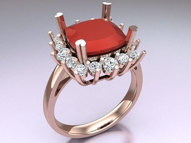 Square Stone Rings - Womens Rings - N892232 3D print model