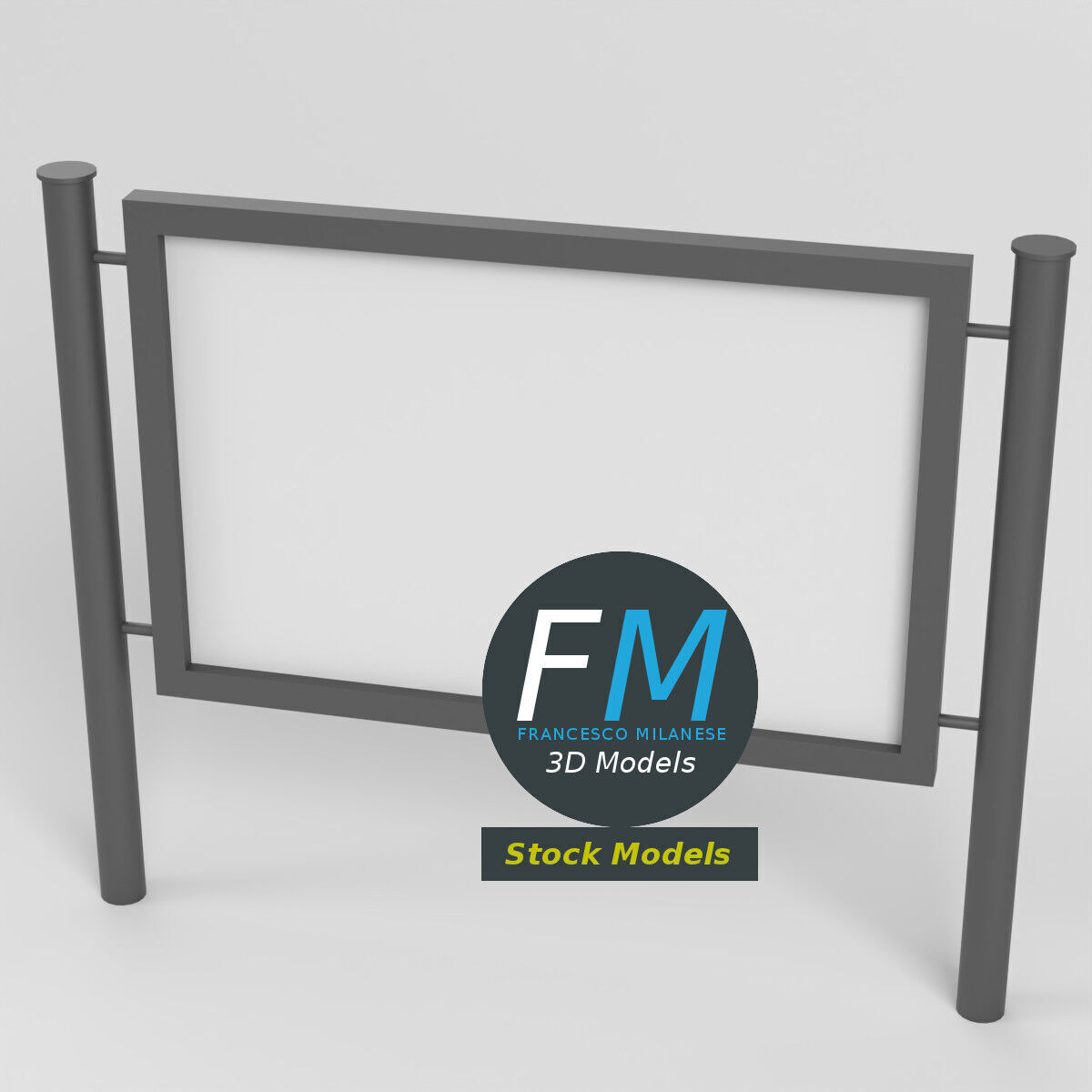 Advertising pedestrian safety barrier 1 3D model_2