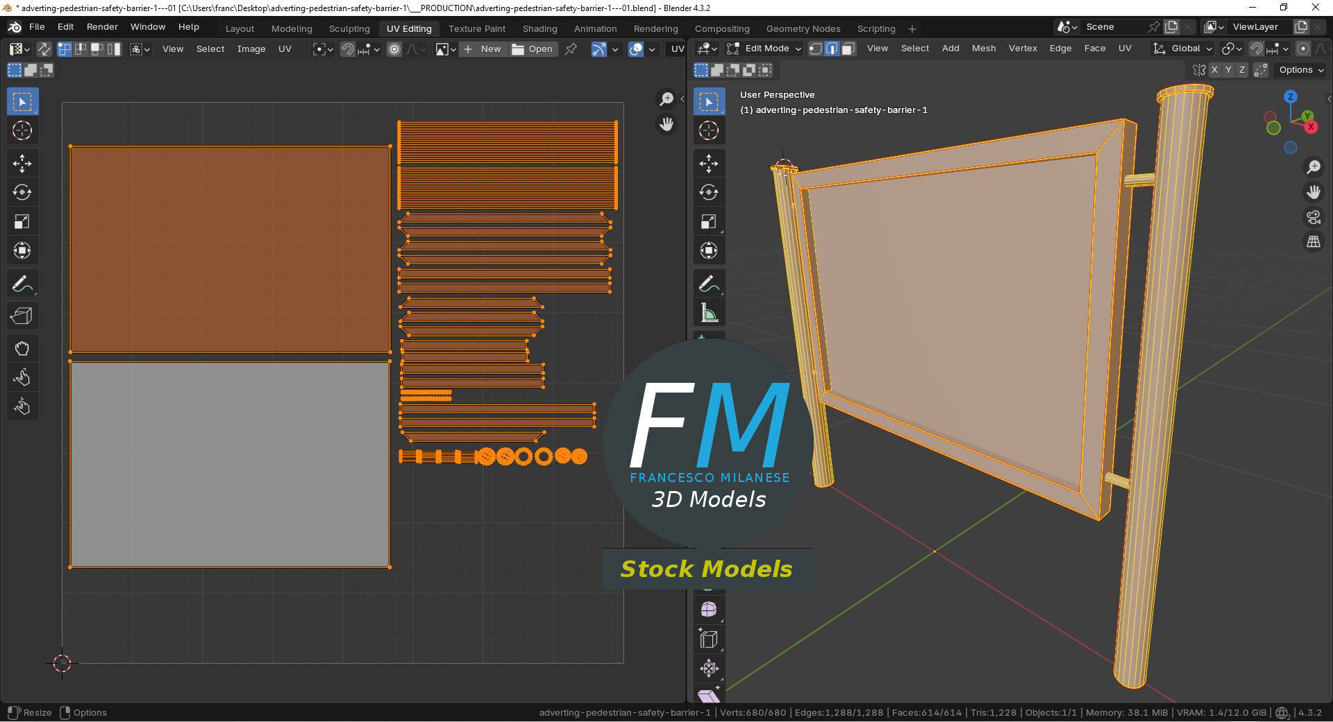 Advertising pedestrian safety barrier 1 3D model_10