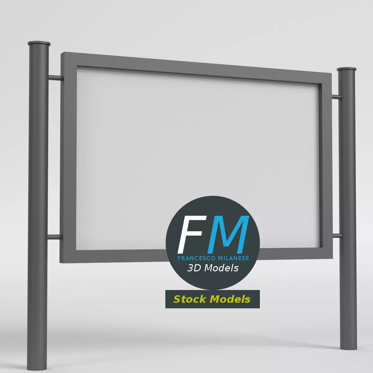 Advertising pedestrian safety barrier 1 3D model_0