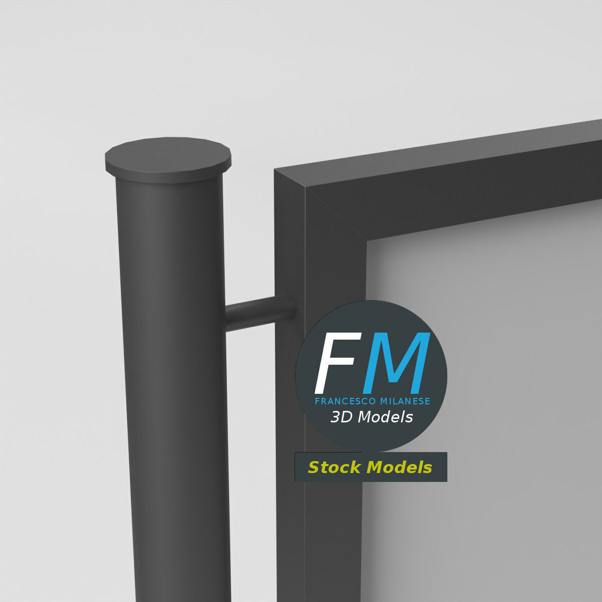 Advertising pedestrian safety barrier 1 3D model_5