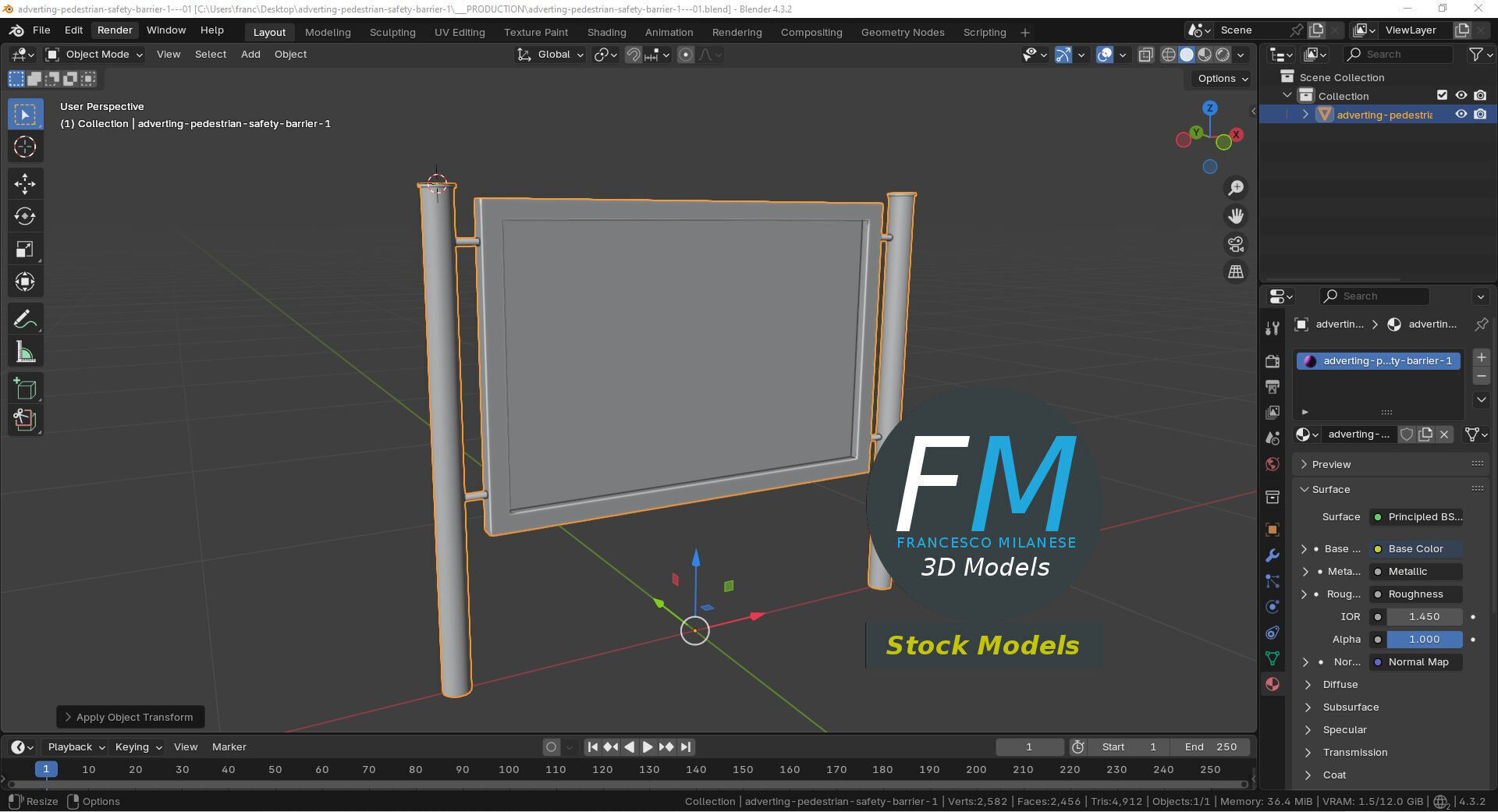 Advertising pedestrian safety barrier 1 3D model_9