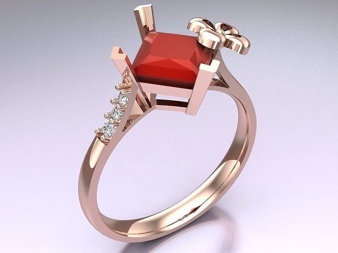 Square Stone Rings - Womens Rings - N814034 3D print model