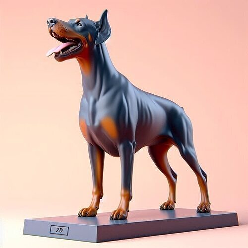 1009 Color 3D Model of a Laughing Doberman Pinscher 3D print model