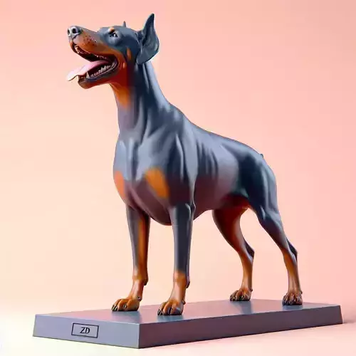 1009 Color 3D Model of a Laughing Doberman Pinscher 3D print model