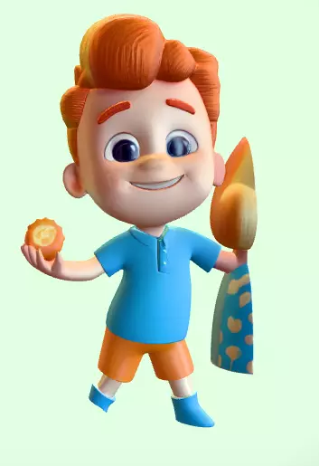 cartoon boy holding an orange ball 3D print model_0