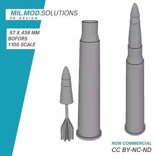 57 x 438 mm Bofors Munition Foersvarsmakten NATO 3D print model