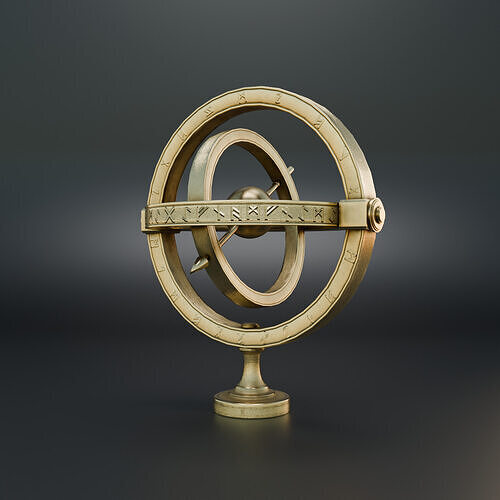 Ancient Brass Compass  Fantasy Navigation GameReady 3D Model Low-poly 3D model