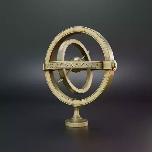 Ancient Brass Compass  Fantasy Navigation GameReady 3D Model