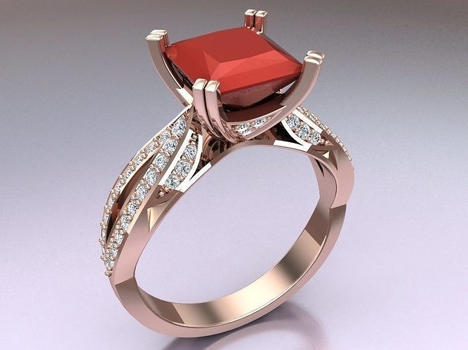 Square Stone Rings - Womens Rings - N814432 3D print model