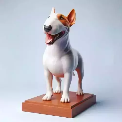 1010 Color 3D Model  Laughing  Bull Terrier on Pedestal