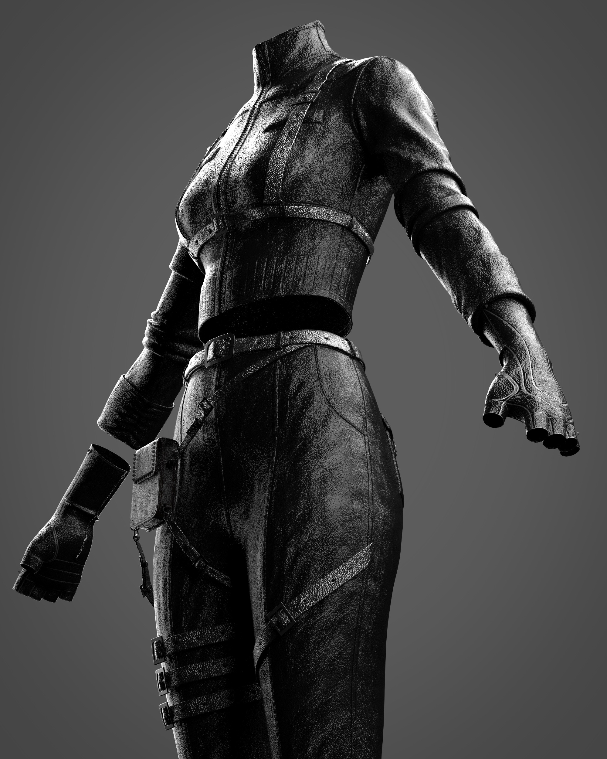 Combat-Ready Female Outfit Clo3D Marvelous Designer Low-poly 3D model_6