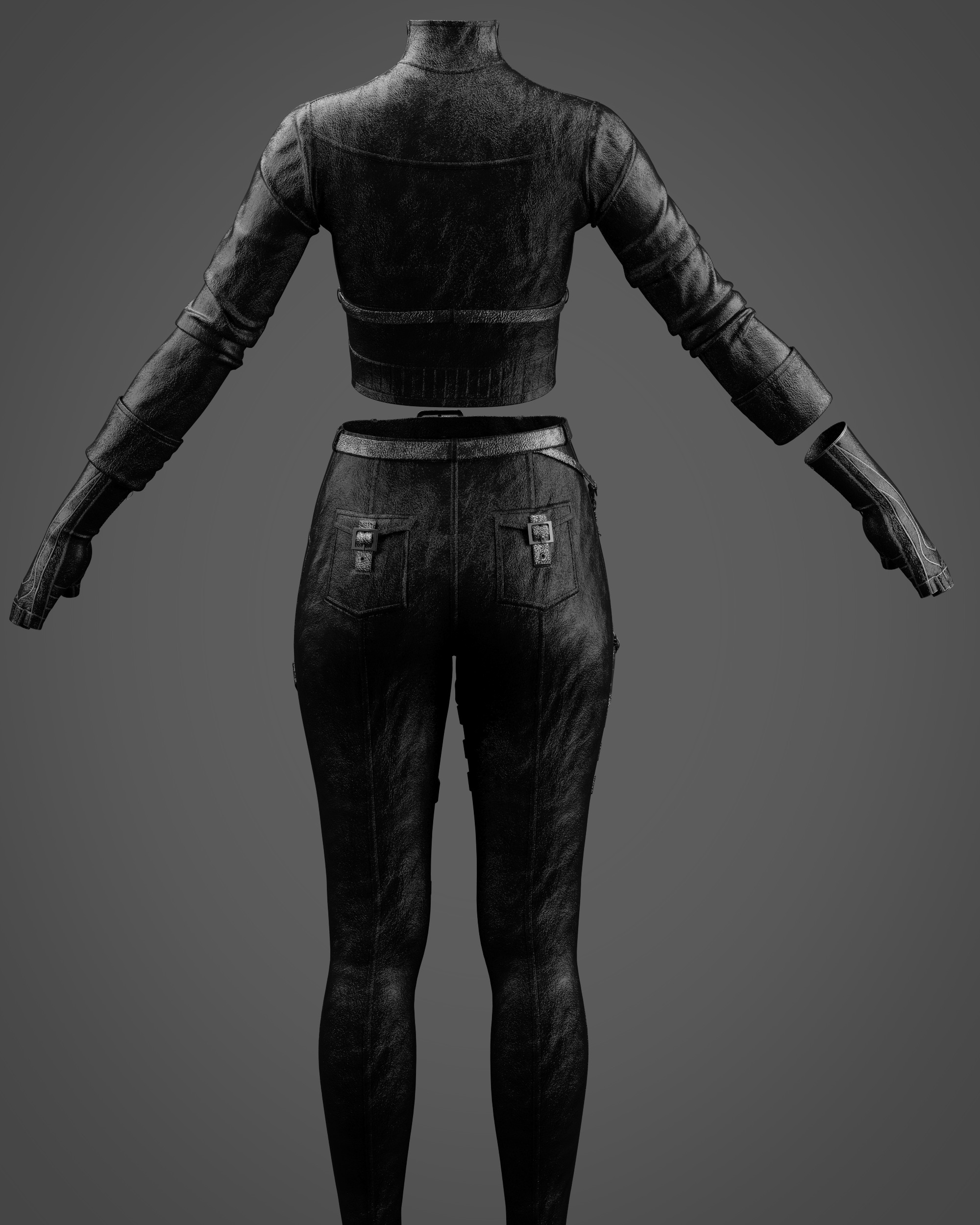 Combat-Ready Female Outfit Clo3D Marvelous Designer Low-poly 3D model_7