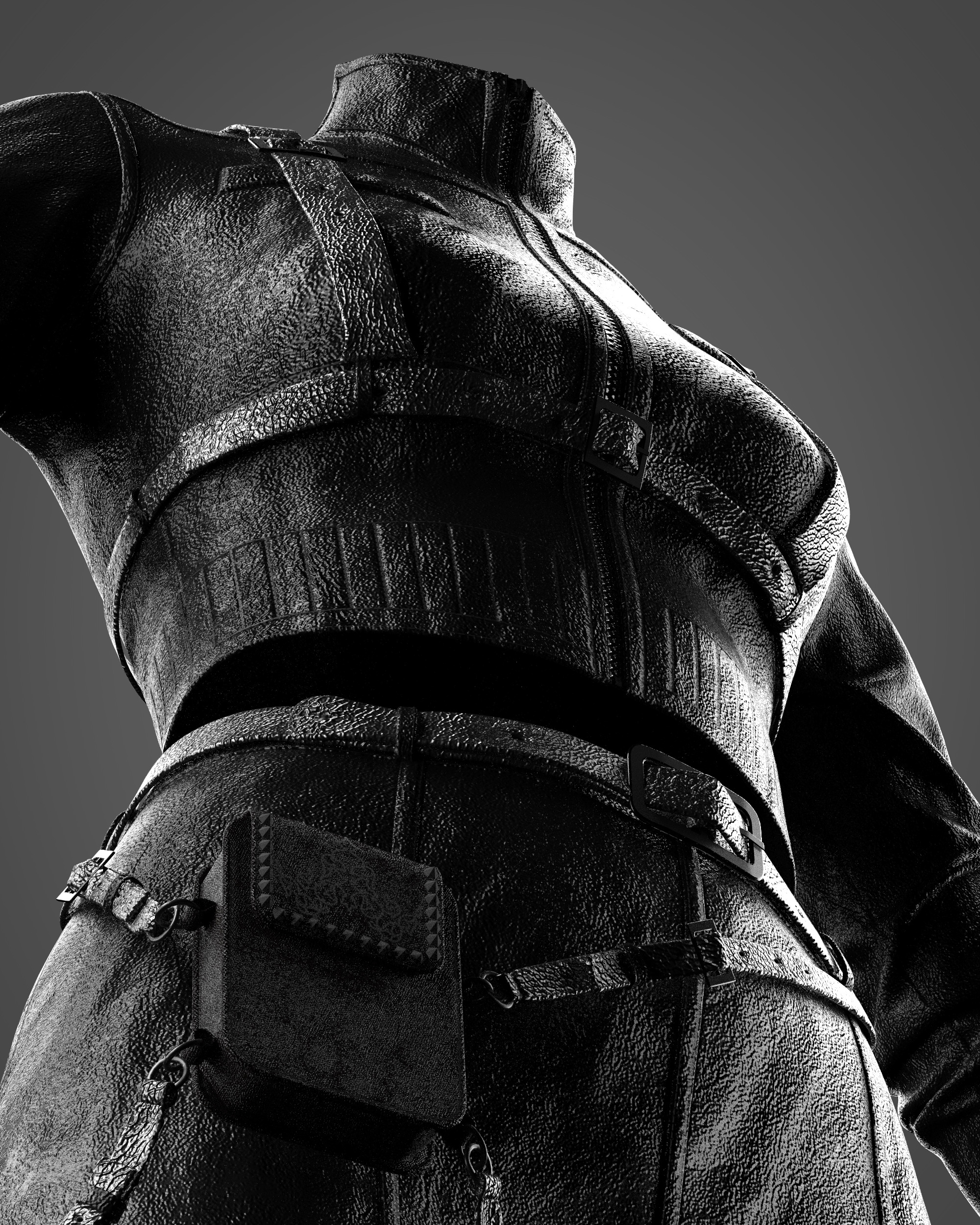 Combat-Ready Female Outfit Clo3D Marvelous Designer Low-poly 3D model_10