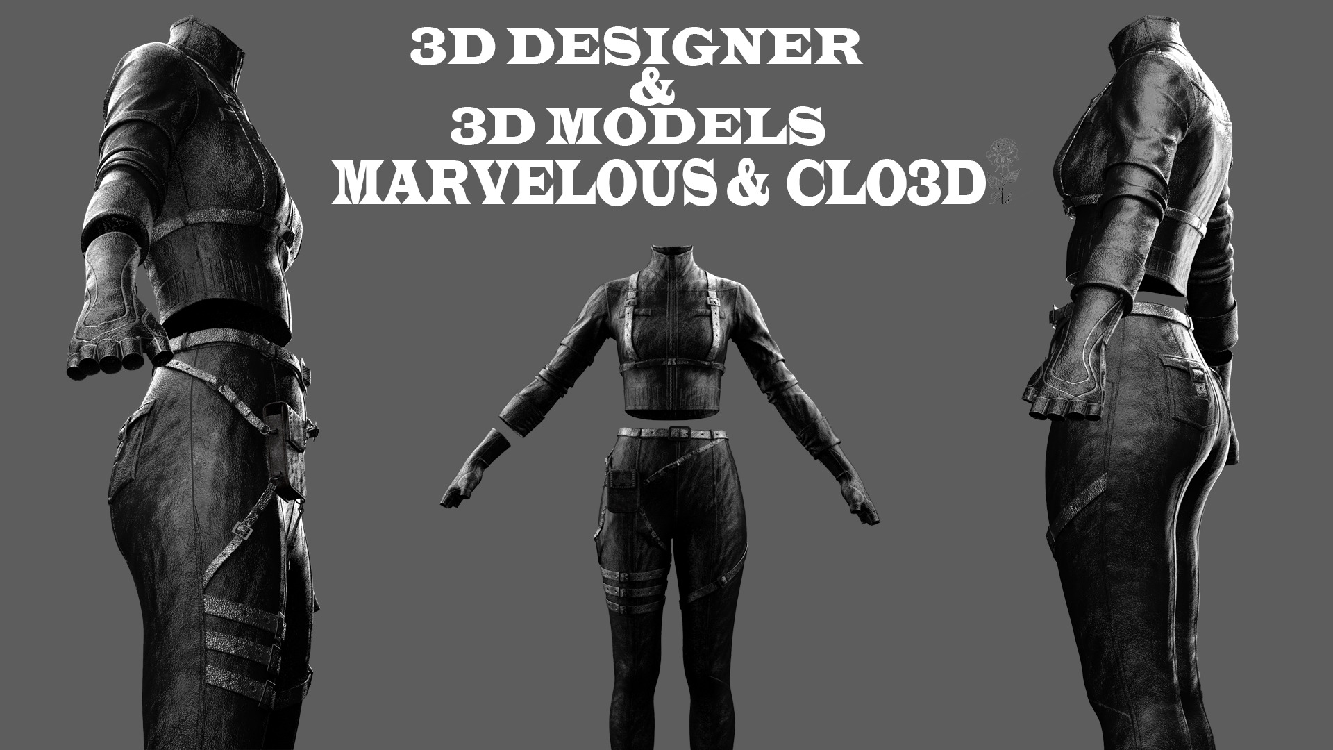 Combat-Ready Female Outfit Clo3D Marvelous Designer Low-poly 3D model_2