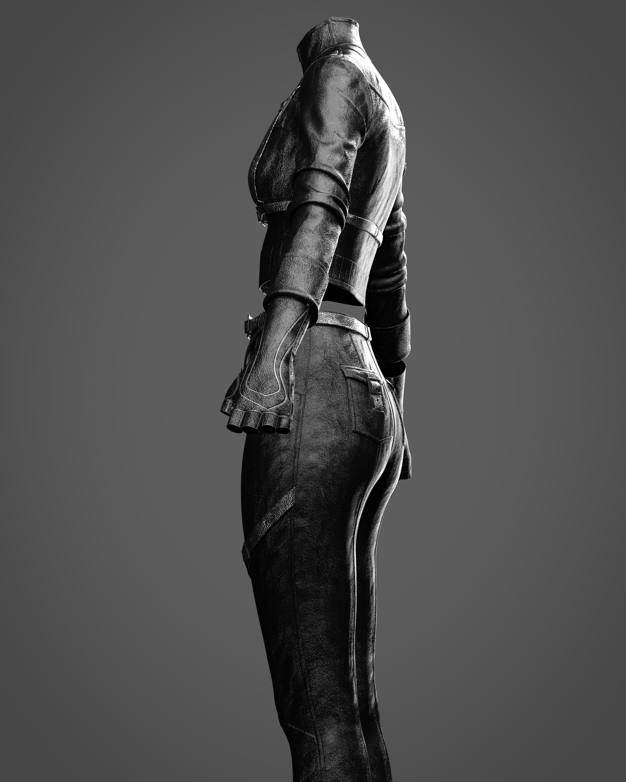 Combat-Ready Female Outfit Clo3D Marvelous Designer Low-poly 3D model_8