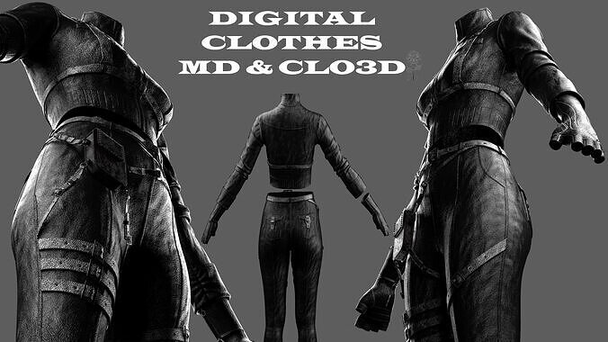 Combat-Ready Female Outfit   Clo3D  Marvelous Designer Low-poly 3D model