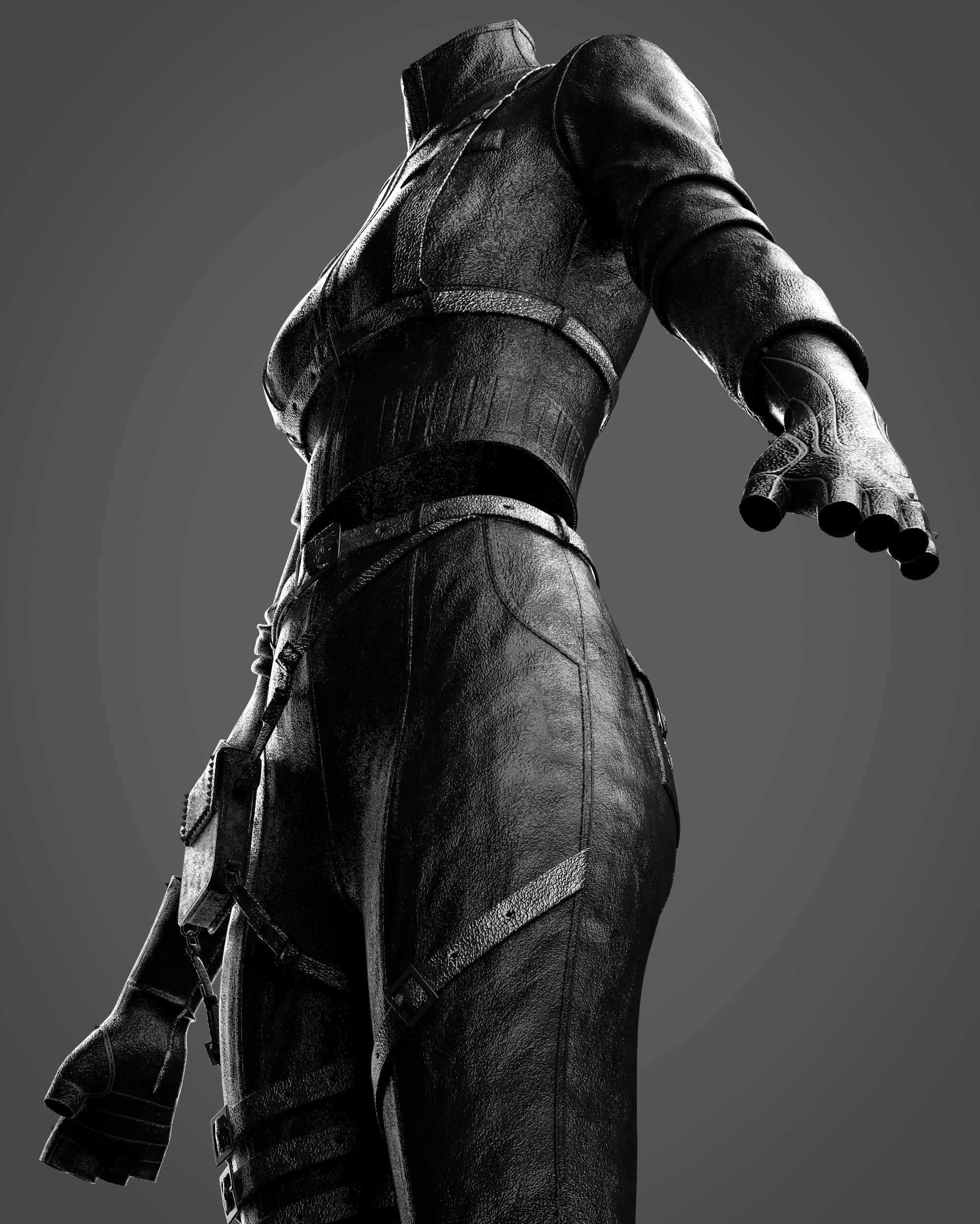 Combat-Ready Female Outfit Clo3D Marvelous Designer Low-poly 3D model_13