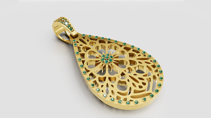 gold floral pendant  3D printable model      3D print model