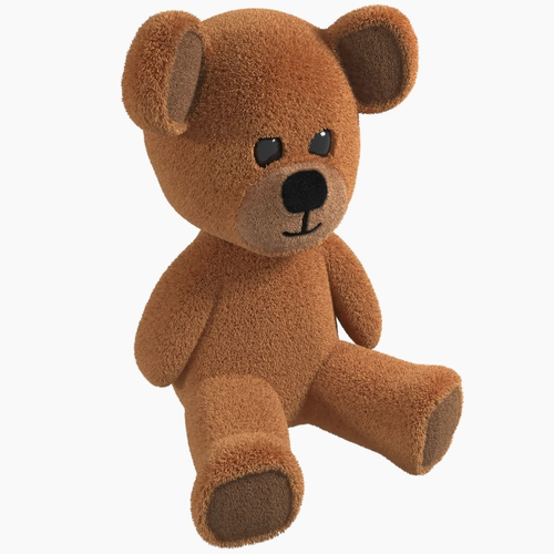 Toy Teddy Bear fur soft Low-poly 3D model