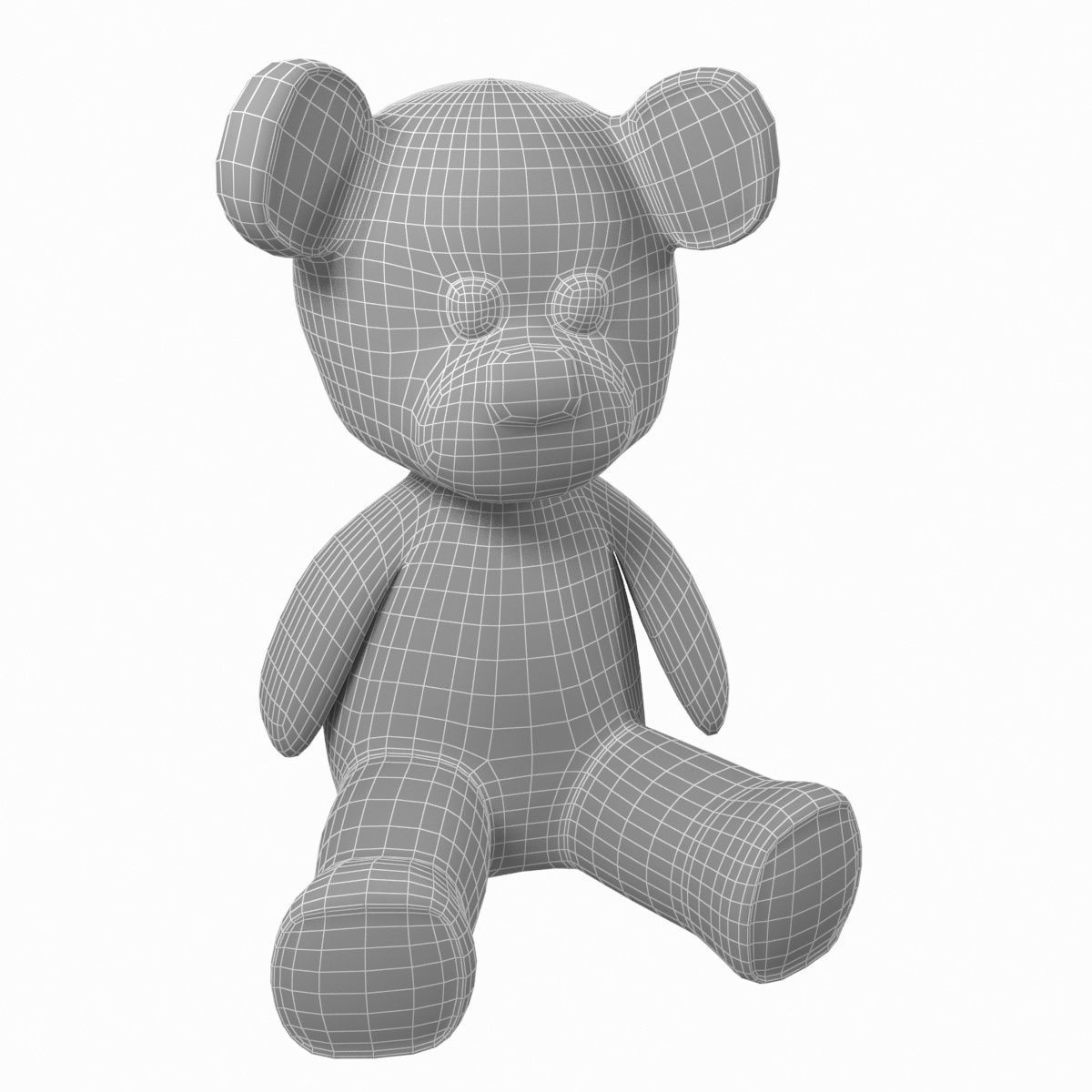 Toy Teddy Bear fur soft Low-poly 3D model_5