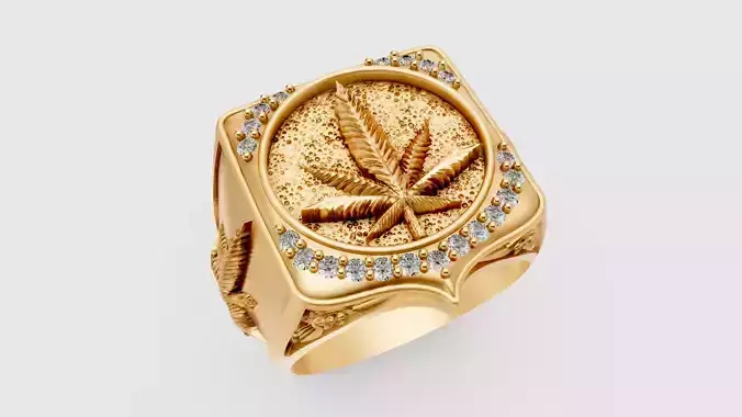 Marijuana ring silver gold jewelry printable model 