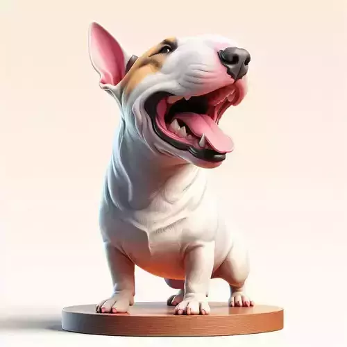 1011 Color 3D Model  Laughing Bull Terrier on Pedestal