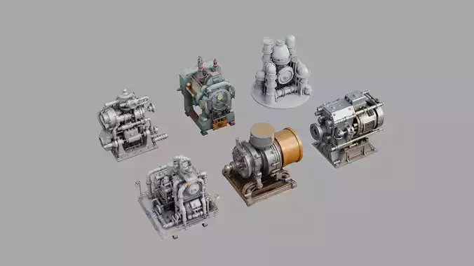 Industrial Machines Pack Low-poly 3D model