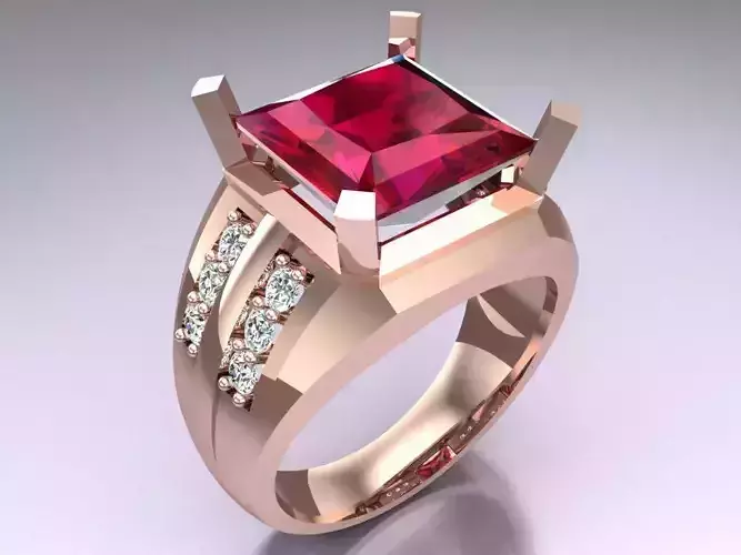 Square Stone Rings - Mens Rings - N817321