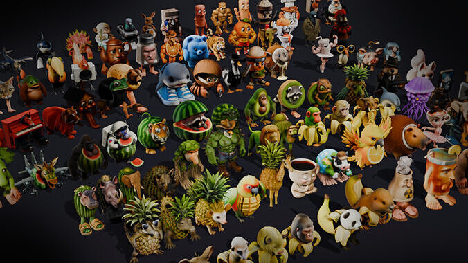 Italian Brainrot Megapack 104 Assets Low-poly 3D model