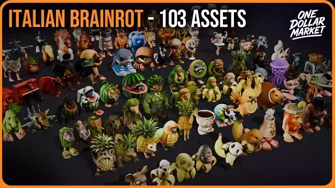 Italian Brainrot Megapack 101 Assets 3D model