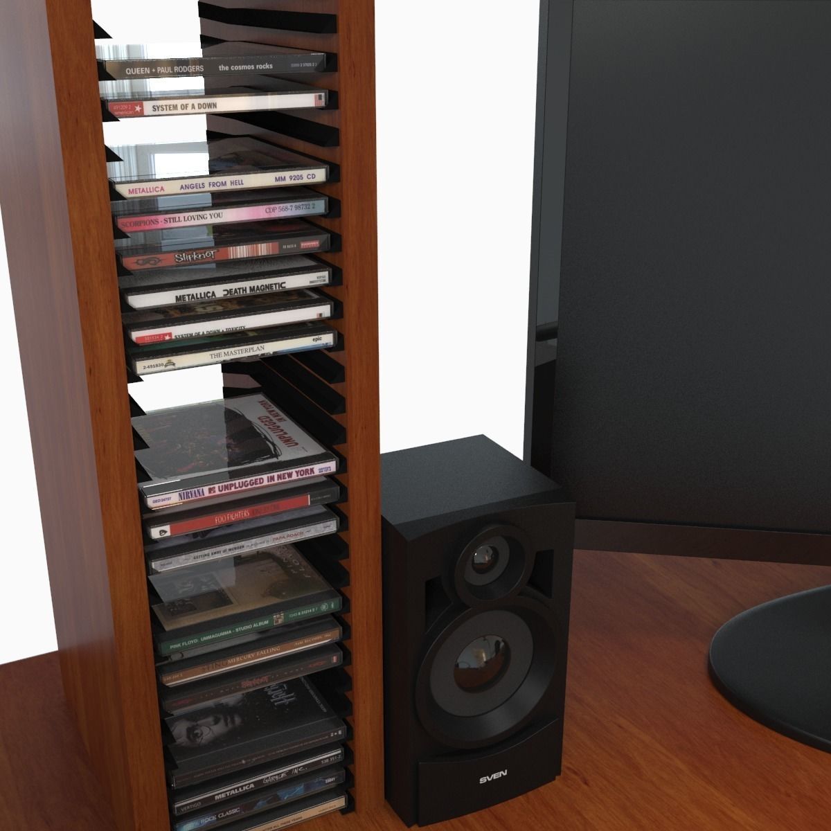 computer desk workstation 3D model_1