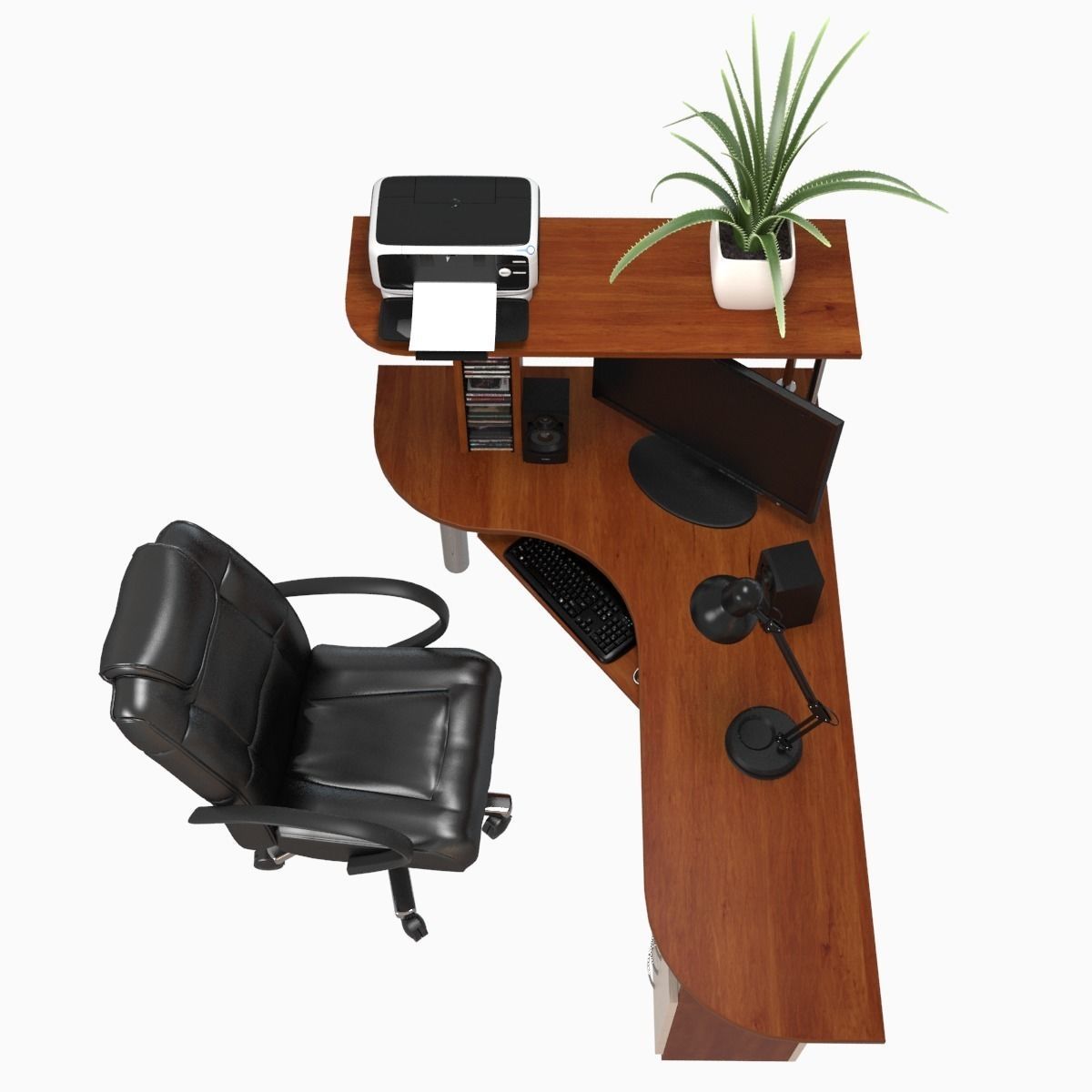 computer desk workstation 3D model_3