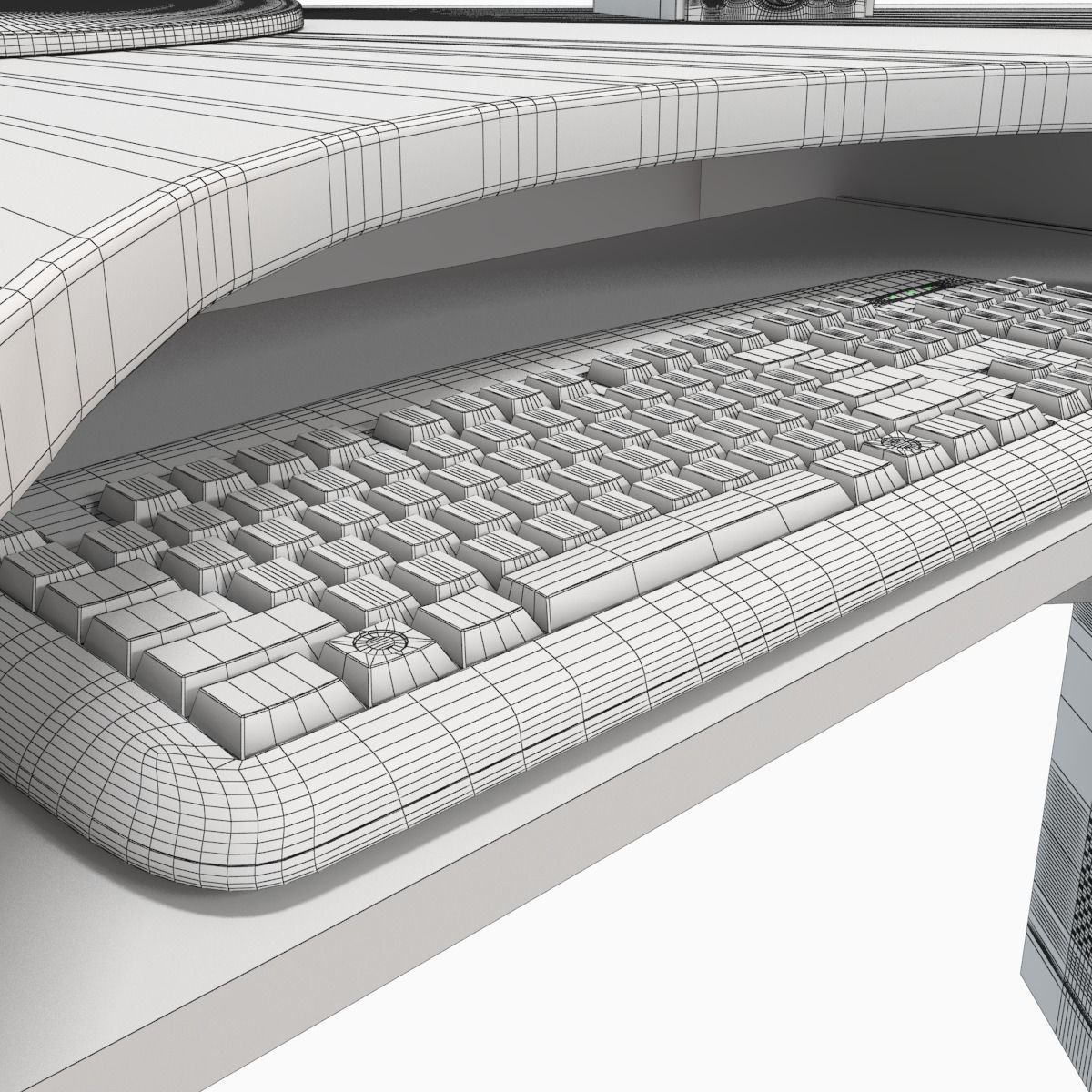 computer desk workstation 3D model_10
